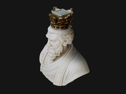 Crowned Philosopher Bust Statue Design 1 - 3D Print Model 3D Print Model