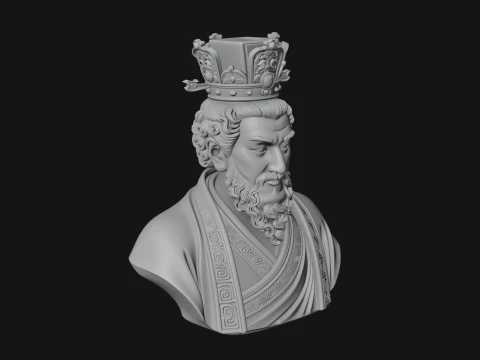 Crowned Philosopher Bust Statue Design 1 - 3D Print Model 3D Print Model