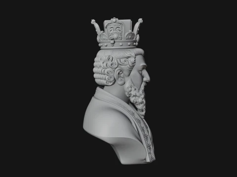 Crowned Philosopher Bust Statue Design 1 - 3D Print Model 3D Print Model