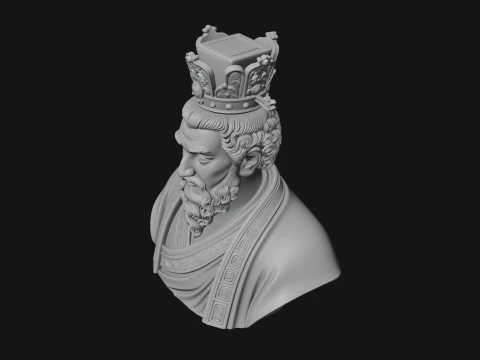 Crowned Philosopher Bust Statue Design 1 - 3D Print Model 3D Print Model