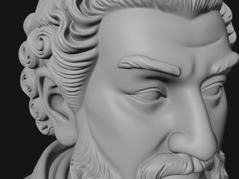 Crowned Philosopher Bust Statue Design 1 - 3D Print Model 3D Print Model