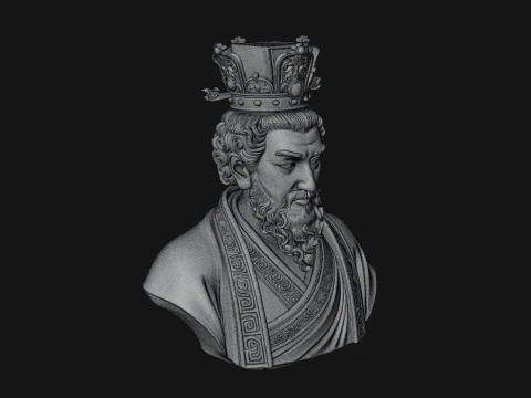 Crowned Philosopher Bust Statue Design 1 - 3D Print Model 3D Print Model