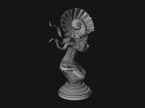 Shell Crown Woman Bust Statue Design 3 - 3D Print Model 3D Print Model
