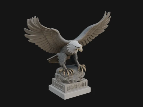 Eagle on Pedestal Statue Design 2 - 3D Print Model 3D Print Model
