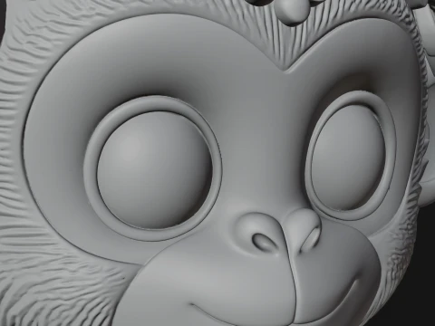 Floral Chibi Monkey Statue Design 1 - 3D Print Model 3D Print Model