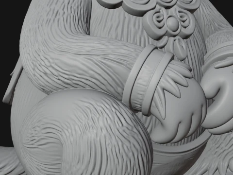 Floral Chibi Monkey Statue Design 1 - 3D Print Model 3D Print Model