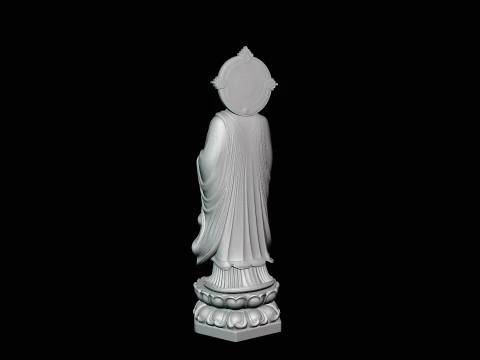 Standing Guanyin on Lotus Statue Design 2 - 3D Print Model 3D Print Model