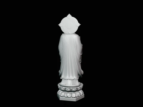 Standing Guanyin on Lotus Statue Design 2 - 3D Print Model 3D Print Model