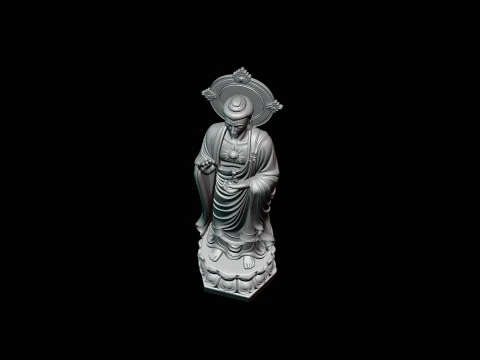 Standing Guanyin on Lotus Statue Design 2 - 3D Print Model 3D Print Model