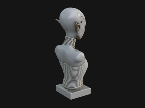 Minimalist Alien Bust Statue Design 3 - 3D Print Model 3D Print Model