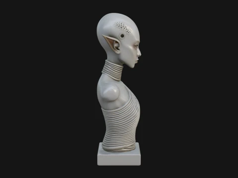Minimalist Alien Bust Statue Design 3 - 3D Print Model 3D Print Model