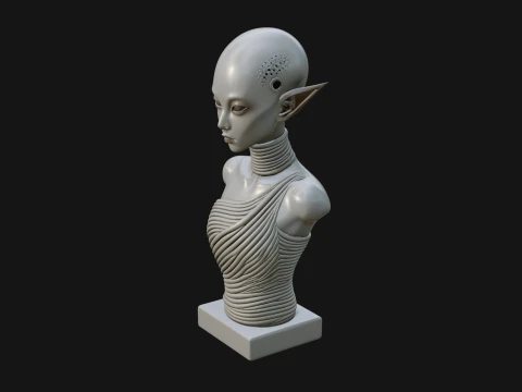 Minimalist Alien Bust Statue Design 3 - 3D Print Model 3D Print Model