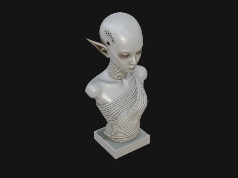 Minimalist Alien Bust Statue Design 3 - 3D Print Model 3D Print Model