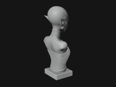 Minimalist Alien Bust Statue Design 3 - 3D Print Model 3D Print Model