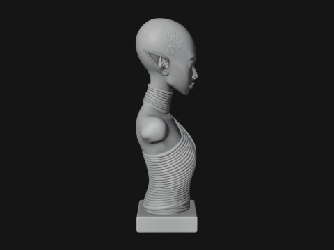 Minimalist Alien Bust Statue Design 3 - 3D Print Model 3D Print Model