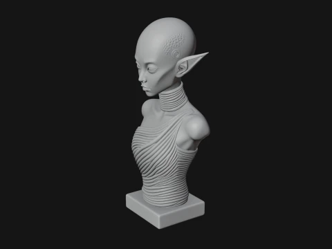 Minimalist Alien Bust Statue Design 3 - 3D Print Model 3D Print Model
