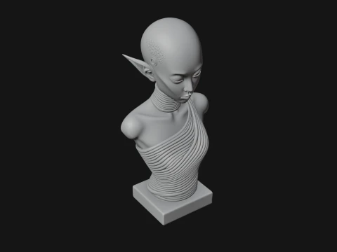 Minimalist Alien Bust Statue Design 3 - 3D Print Model 3D Print Model