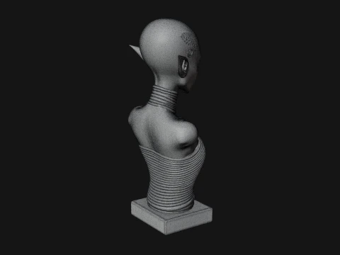 Minimalist Alien Bust Statue Design 3 - 3D Print Model 3D Print Model
