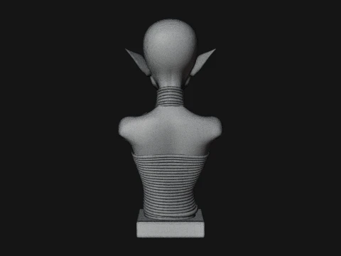 Minimalist Alien Bust Statue Design 3 - 3D Print Model 3D Print Model