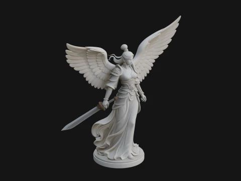 Winged Angel Warrior Woman Statue Design 1 - 3D Print Model 3D Print Model