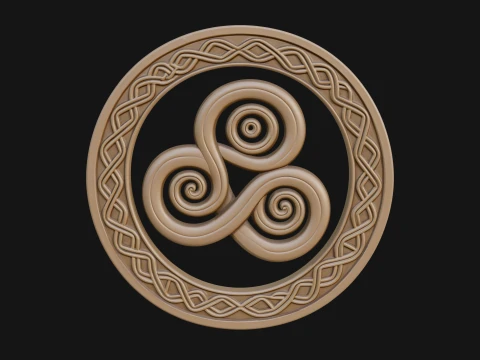 Celtic Triskelion Disc Plaque Design 2 - 3D Print Model 3D Print Model