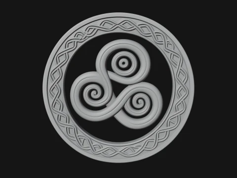 Celtic Triskelion Disc Plaque Design 2 - 3D Print Model 3D Print Model