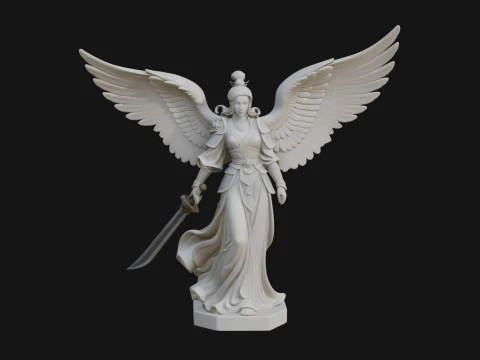 Winged Angel Warrior Woman Statue Design 2 - 3D Print Model 3D Print Model
