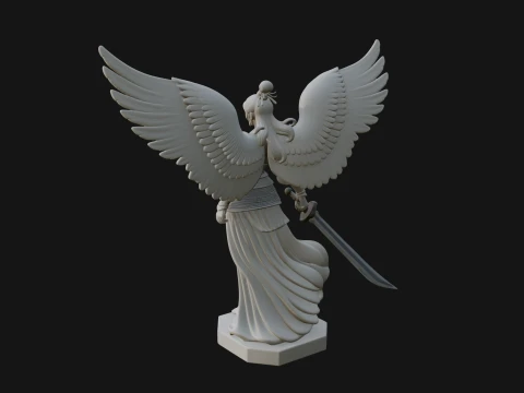 Winged Angel Warrior Woman Statue Design 2 - 3D Print Model 3D Print Model