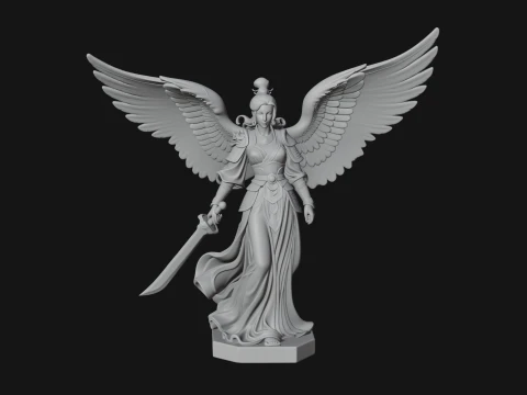 Winged Angel Warrior Woman Statue Design 2 - 3D Print Model 3D Print Model
