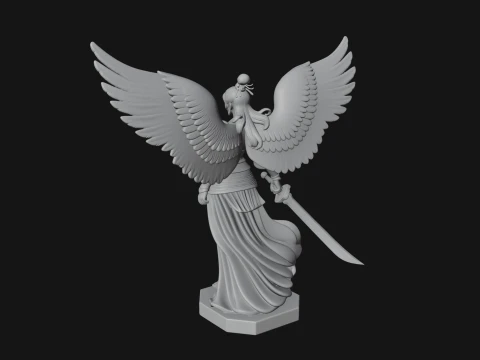Winged Angel Warrior Woman Statue Design 2 - 3D Print Model 3D Print Model