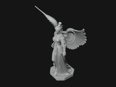 Winged Angel Warrior Woman Statue Design 2 - 3D Print Model 3D Print Model