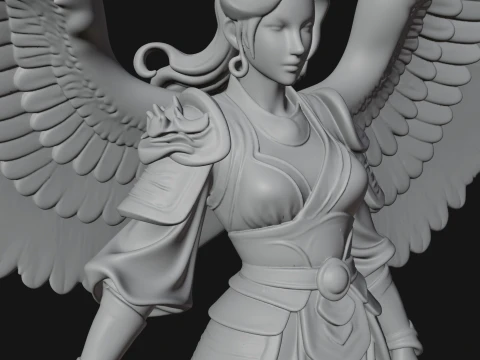 Winged Angel Warrior Woman Statue Design 2 - 3D Print Model 3D Print Model