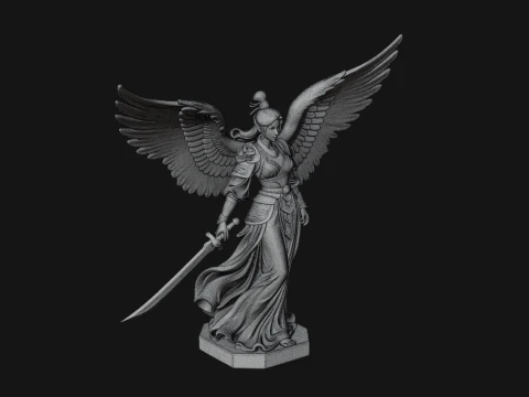 Winged Angel Warrior Woman Statue Design 2 - 3D Print Model 3D Print Model