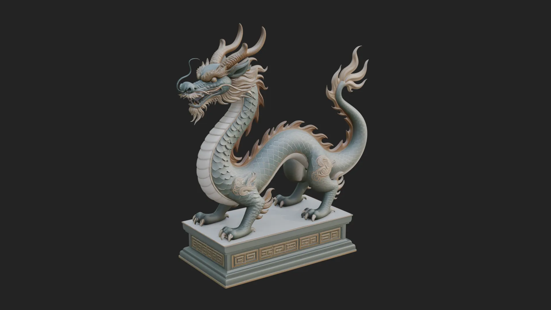 Chinese Dragon Statue Design 2 - 3D Print Model 3D Print Model .c4d .max .obj .3ds .fbx .stl .blend 