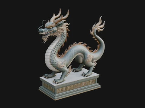 Chinese Dragon Statue Design 2 - 3D Print Model 3D Print Model