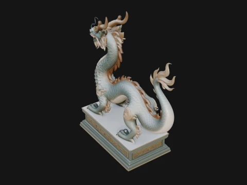 Chinese Dragon Statue Design 2 - 3D Print Model 3D Print Model