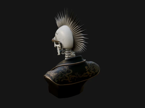 Punk Skull Bust Statue Design 3 - 3D Print Model 3D Print Model