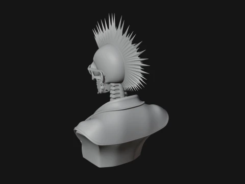 Punk Skull Bust Statue Design 3 - 3D Print Model 3D Print Model