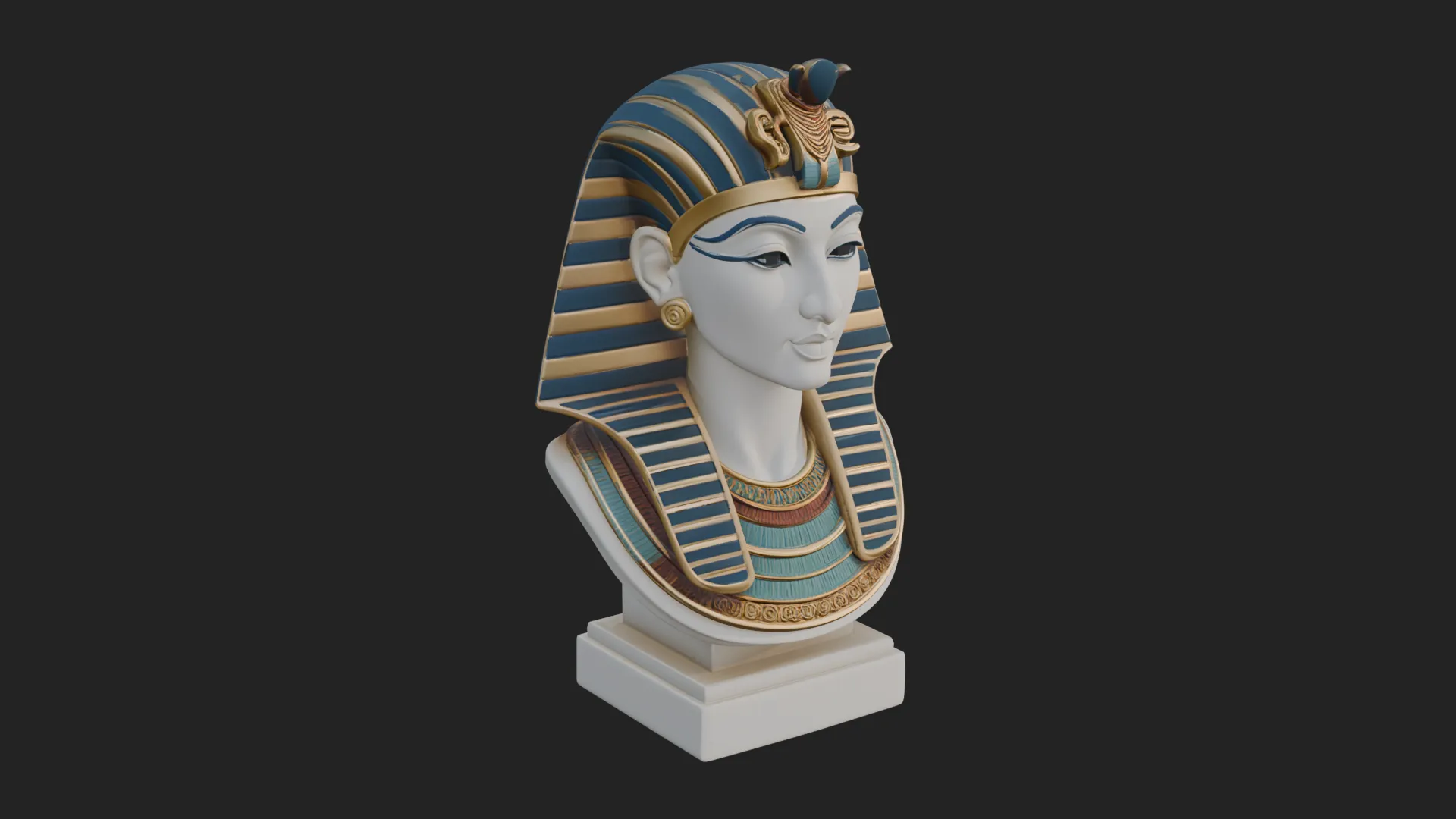 Pharaoh Nemes Bust Statue Design 2 - 3D Print Model 3D Print Model .c4d .max .obj .3ds .fbx .stl .blend