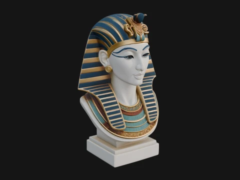 Pharaoh Nemes Bust Statue Design 2 - 3D Print Model 3D Print Model
