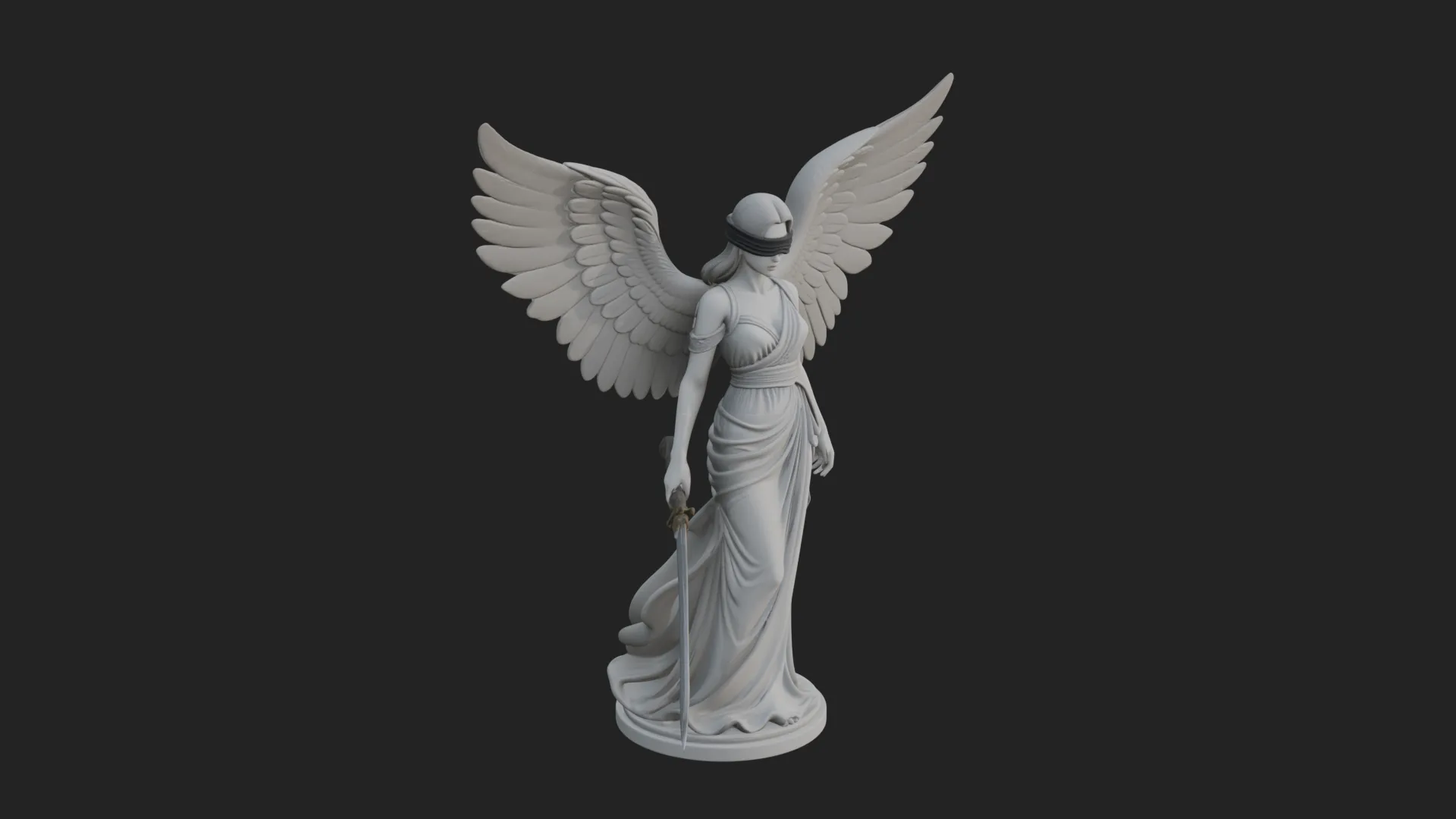 Winged Angel Woman Statue Design 3 - 3D Print Model 3D Print Model .c4d .max .obj .3ds .fbx .stl .blend