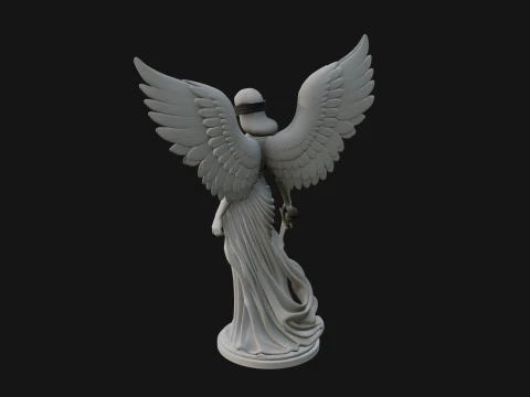 Winged Angel Woman Statue Design 3 - 3D Print Model 3D Print Model