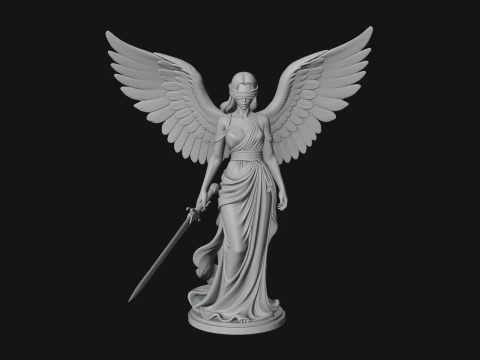 Winged Angel Woman Statue Design 3 - 3D Print Model 3D Print Model