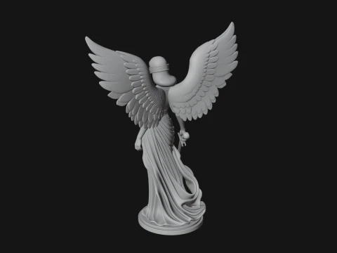 Winged Angel Woman Statue Design 3 - 3D Print Model 3D Print Model