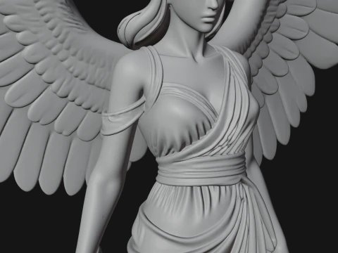 Winged Angel Woman Statue Design 3 - 3D Print Model 3D Print Model