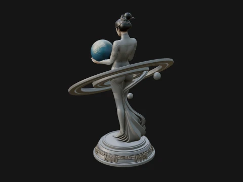 Figure Holding Globe Statue Design 3 - 3D Print Model 3D Print Model