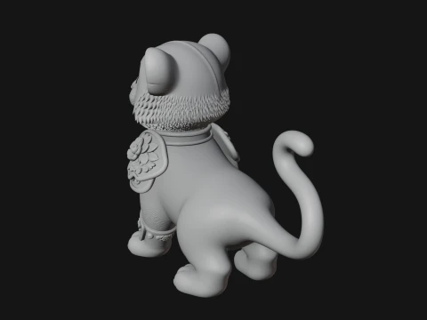 Floral Chibi Tiger Statue Design 3 - 3D Print Model 3D Print Model