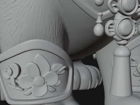 Floral Chibi Tiger Statue Design 3 - 3D Print Model 3D Print Model
