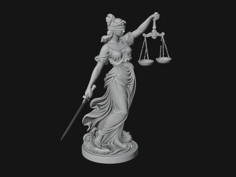 Lady Justice Statue Design 2 - 3D Print Model 3D Print Model