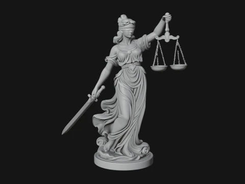 Lady Justice Statue Design 2 - 3D Print Model 3D Print Model